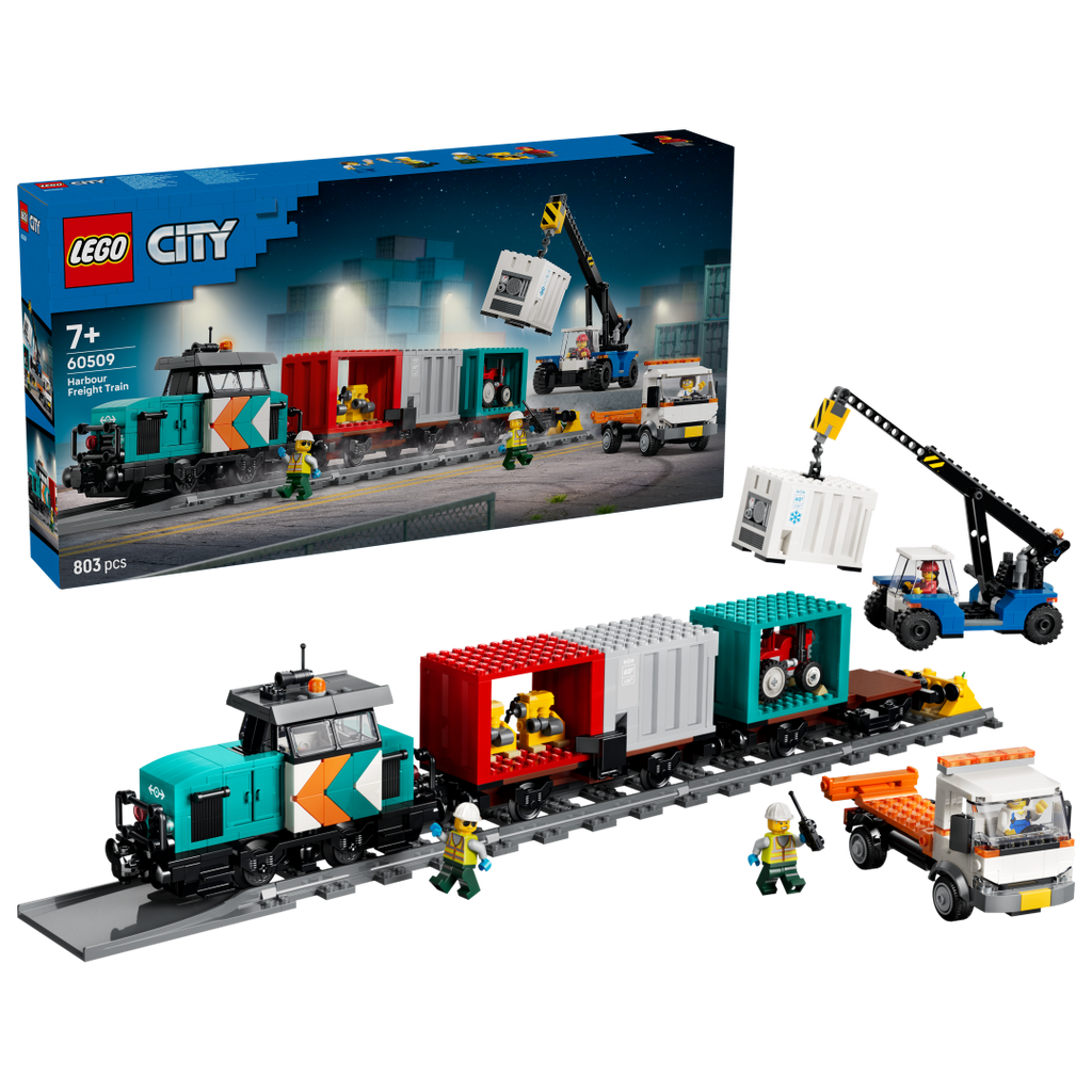 LEGO City Harbor Freight Train with Crane & Truck Set 60509