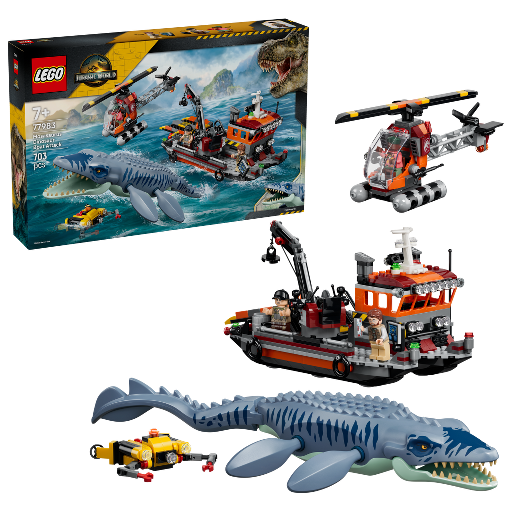 LEGO Jurassic World Mosasaurus Dinosaur Boat Attack Set 77983