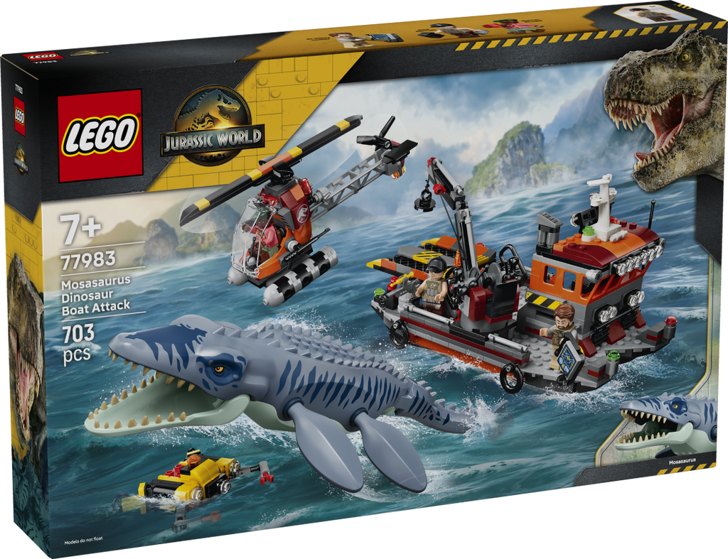 LEGO Jurassic World Mosasaurus Dinosaur Boat Attack Set 77983